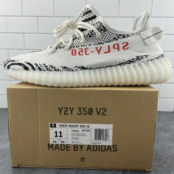 Adidas Yeezy Boost 350 v2 Zebra Size 11 Mens White Core Black Red Retro YZY SPLY - Picture 12 of 12